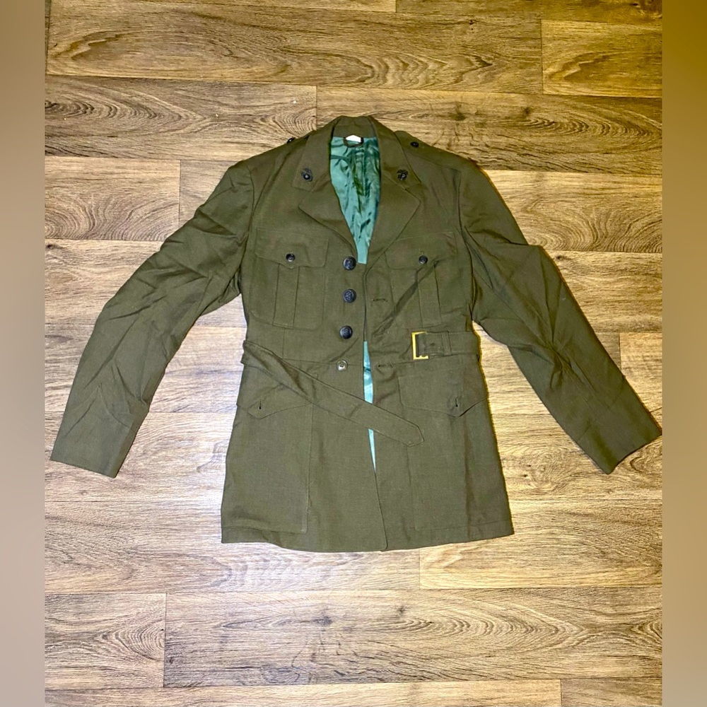 EUC True Vintage 1960s/1970s Wool Army Issue Green Military Coat Uniform